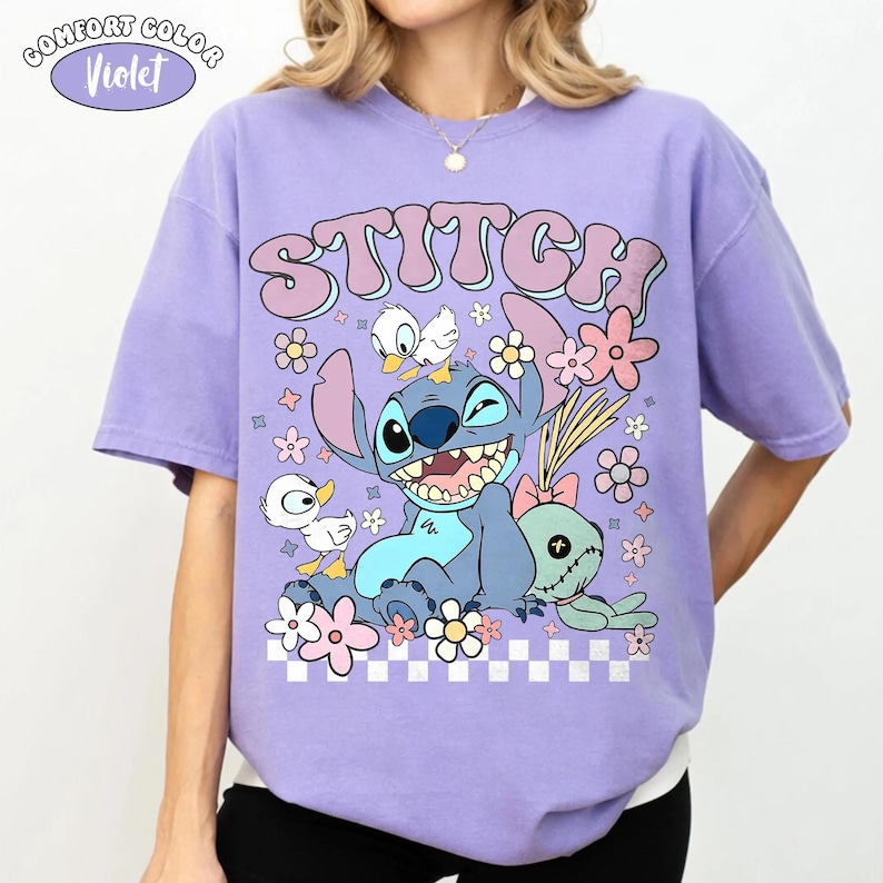 Retro Stitch Aloha Comfort Colors Shirt, Lilo and Stitch Ohana Tee, Tropical Family Vacation Shirt, Disney Cruise Summer Trip Gift image 7