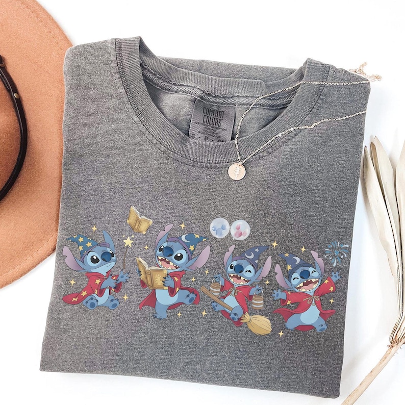 Vintage Stitch Sorcerer Shirt, Disney Fantasia Stitch Tee, Lilo and Stitch Wizard Shirt, Stay Magical Disney Trip Tee, Disneyland Family Tee image 6