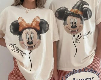 Comfort Colors Mickey Minnie Balloon Halloween Shirt, Retro Disneyland Family Matching Tee, WDW Mickey Not So Scary Party 2026 Trip Gift