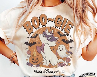 Comfort Colors Vintage Boo-Gie Marie Halloween Shirt, The Aristocats Spooky Kitten Tee, WDW Disneyland Family Halloween Party Trip Outfits
