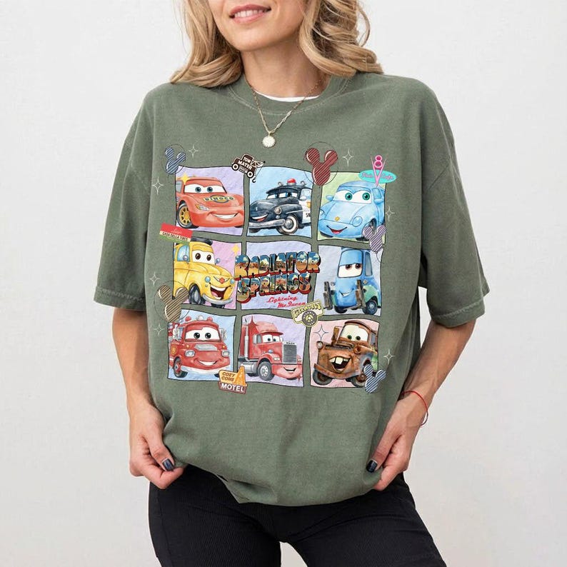 Comfort Colors Cars Shirt, Vintage Lightning McQueen Tee, Retro Radiator Springs Family Trip Shirt, Disneyland Vacation Tee, Pixar Cars Tee image 8