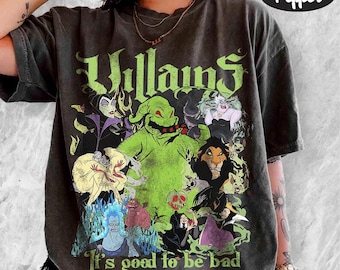 Retro It's Good To Be Bad Disney Villains Shirt, Oogie Boogie Bash Halloween Tee, Maleficent Ursula Hades Disneyland Trip Group Clothes