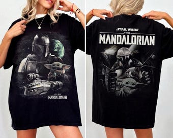 Star Wars Mandalorian Comfort Colors Shirt, Retro Grogu Bounty Hunter Tee, Vintage 90s Streetwear Graphic, Star Wars Fan Gift Shirt