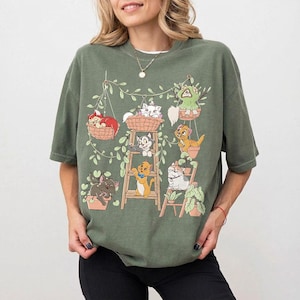 Retro Disney Cats Potted Plants Shirt, Cute Kitten Friends Tee, Disney Cat Characters Shirt, Cat Lover Gift, Family Trip Matching Outfit Tee image 9