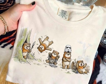 Camiseta Comfort Colors Star Wars Ewok Emotions, Camiseta Ewok Endor National Park Protect Our Forest, Roupa para viagem ao Hollywood Studios Galaxy's Edge
