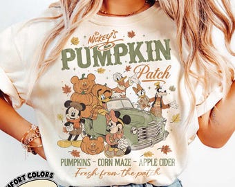 Mickey Pumpkin Patch Fall Shirt, Disney Family Vacation 2026, Tis The Season Halloween Unisex T-shirt, Retro Mickey and Friends Autumn Tee