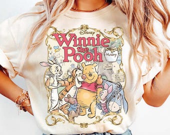 Vintage Winnie the Pooh Comfort Colors Shirt, Pooh Bear Piglet Eeyore Tee, Disney World Trip Shirt, Family Matching, Hundred Acre Woods Tee