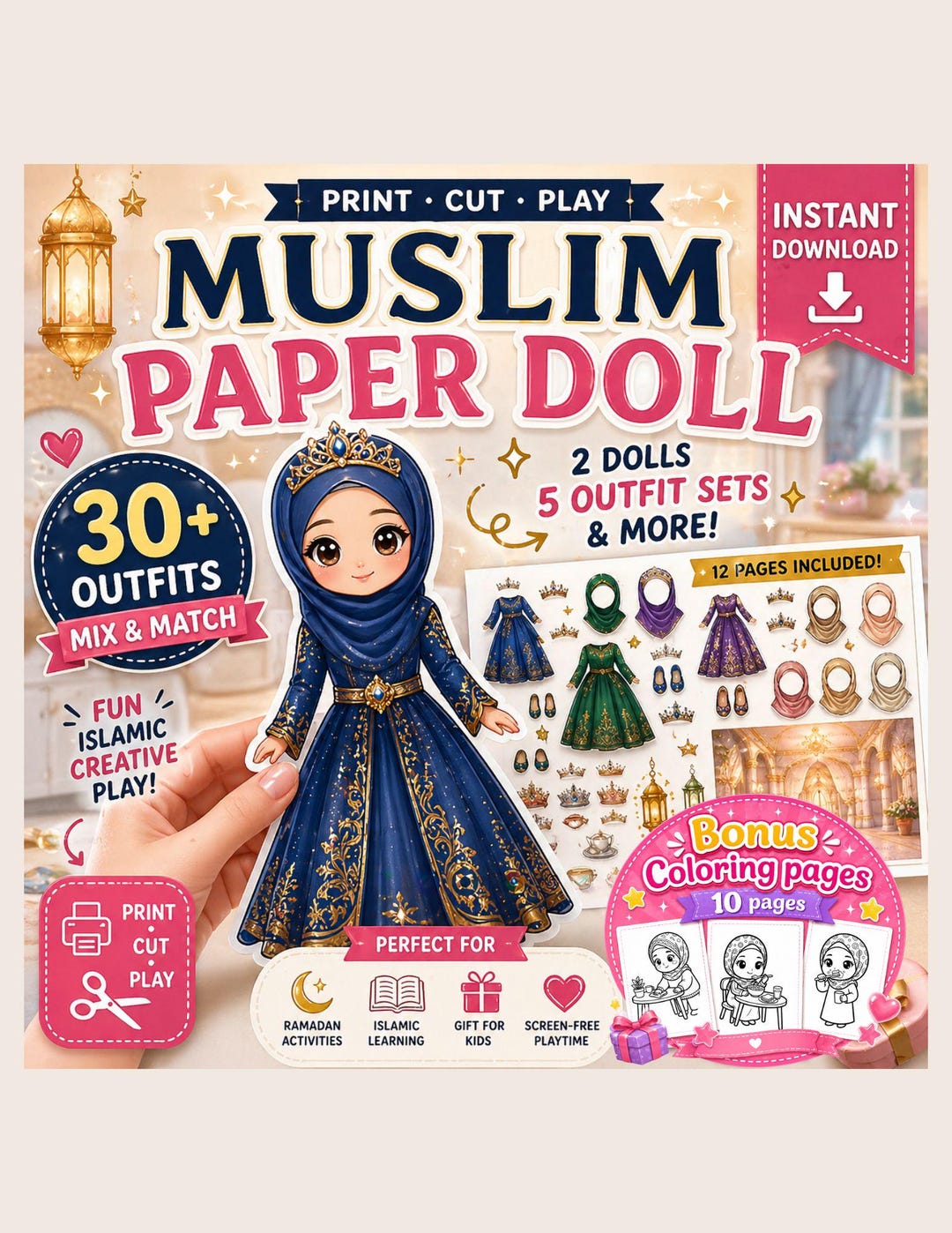 Muslim Paper Muslim Paper Doll Printable, Islamic Princess Dress Up, Kids Activity ...