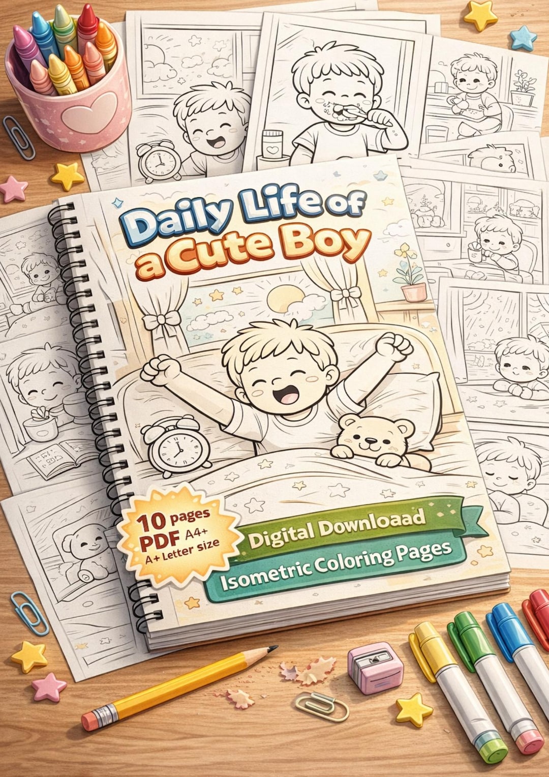 Isometric Coloring Pages for Kids | Daily Routine Coloring Book | 10 ...