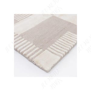 Had Tufted Geometric Patchwork Rug: Stripe Modern Wool Home decor rug