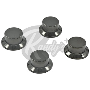 Advanced Plating Flat Top Hat Knobs (4-Pack) - Fits Gibson® Les Paul® Goddess Black Chrome/Cosmo Black