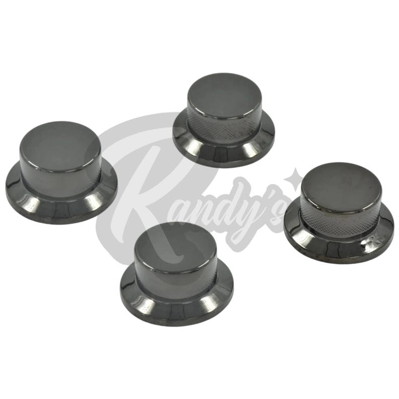 Advanced Plating Flat Top Hat Knobs (4-Pack) - Fits Gibson® Les Paul® Goddess Black Chrome/Cosmo Black