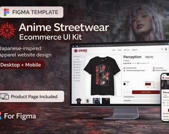 Anime Streetwear Figma UI Kit, Japanese Apparel Ecommerce Template