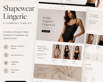 Shapewear Lingerie Figma Template, Ecommerce Website Design, Fashion UI Kit