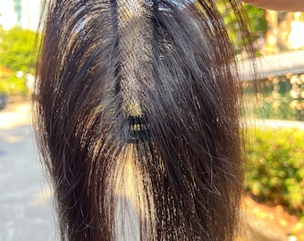 Middle Hair Part Topper 3x11cm Invisible Seamless Hair Piece for women