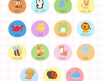 Animal Reward Stickers | Printable Positive Encouragement (PDF & PNG Files)