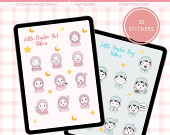 Muslim Kids Stickers | Islamic Clipart (PNG & PDF)