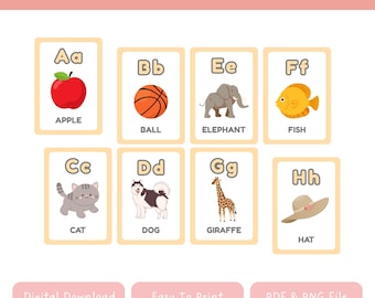 Alphabet Flashcards, ABC Flashcards, Alphabet Printable Flashcards, Montessori Cards, Preschool Learning, Kids Alphabet, Digital Download