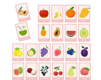 Fruits Flashcards for Kids | English Vocabulary Cards | Printable Learning Cards | Preschool & Kindergarten