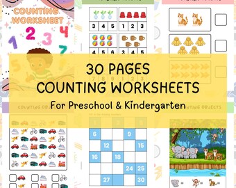Counting Objects Worksheet for Preschool (Ages 3–5) – Numbers 1–10, Number Recognition  | Printable PDF