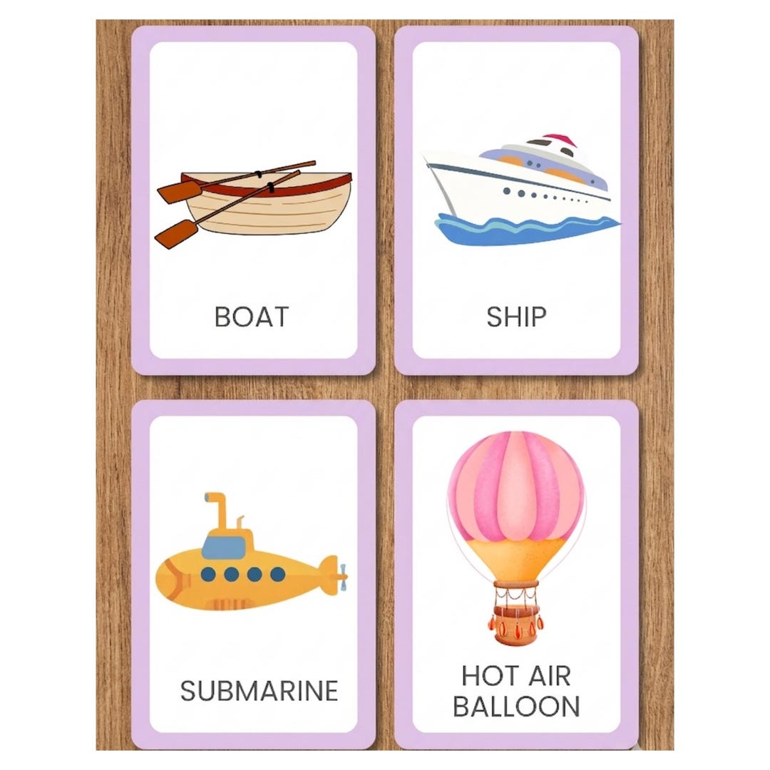 Printable Vehicle Flashcards for Kids | Transportation Learning ...