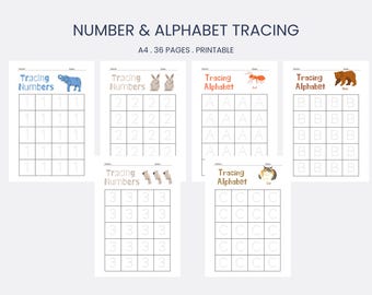 Tracing Numbers 1–10 & Alphabet Worksheets | Printable Handwriting Practice for Kids | Preschool Learning | A4 PDF