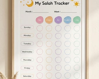 Kids Salah Tracker, Muslim Prayer Chart, Islamic Log (Digital Download)