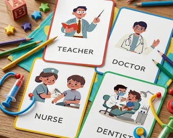 40 Professions Flashcards for Kids | Career & Occupation Learning Cards (Digital Download)
