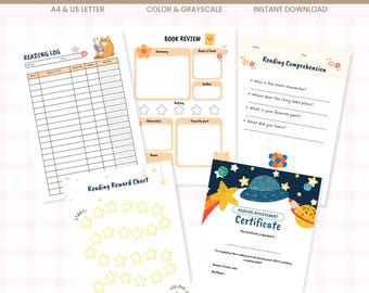 Kids Reading Log Printable | Book Review, Reward Chart & Certificate (PDF Download)