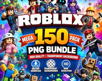 Paquete de imágenes prediseñadas PNG de Roblox / Imágenes prediseñadas de videojuegos / Personajes de Roblox / Cumpleaños de Roblox, Sublimación de Roblox, Imágenes digitales de Roblox, Artículos para fiestas
