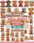 Highland Cow PNG Bundle, Cute Cow Clipart, Sublimation Design, Farm Animal PNG, Baby Highland Cattle, Funny Cow Sayings, T-Shirt Design. product logo