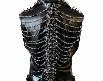 Gilet Biker in Pelle Borchiato da Donna – Senza Maniche, Stile Moto Punk Rock, Giacca Festival Streetwear