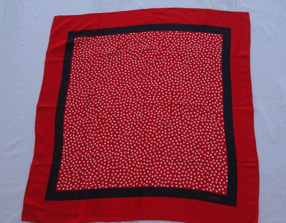 Vintage signed Bill Blass designer silk scarf red… - image 4