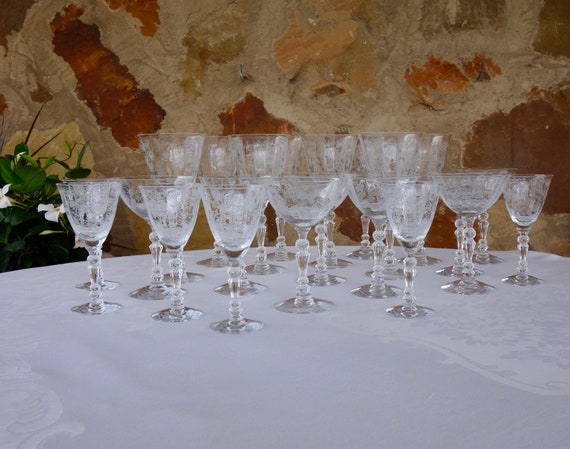 Fostoria Etched Glass Chintz Tall Champagne Sherbert 5 1/2" Tall 