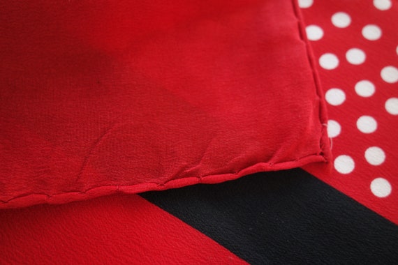 Vintage signed Bill Blass designer silk scarf red… - image 5
