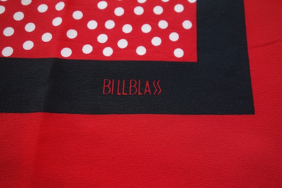Vintage signed Bill Blass designer silk scarf red… - image 2