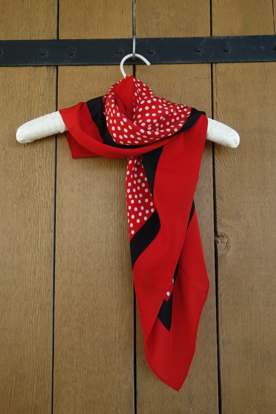 Vintage signed Bill Blass designer silk scarf red… - image 1