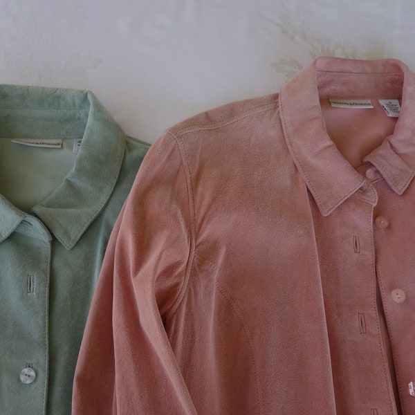 Draper's & Damon's suede leather jacket size 1X two available one pink one aqua soft pastel