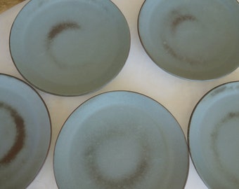 Frankoma Woodland Moss blue pottery Westwind dinner plate 6F 5 available