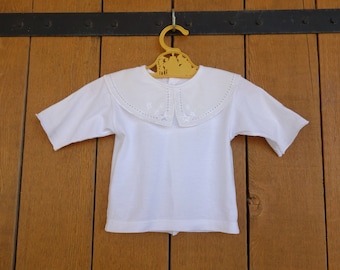 Vintage Cotton Baby Shirt: Peter Pan Collar, Size 0-4 Months, Hansel and Gretel Hanger