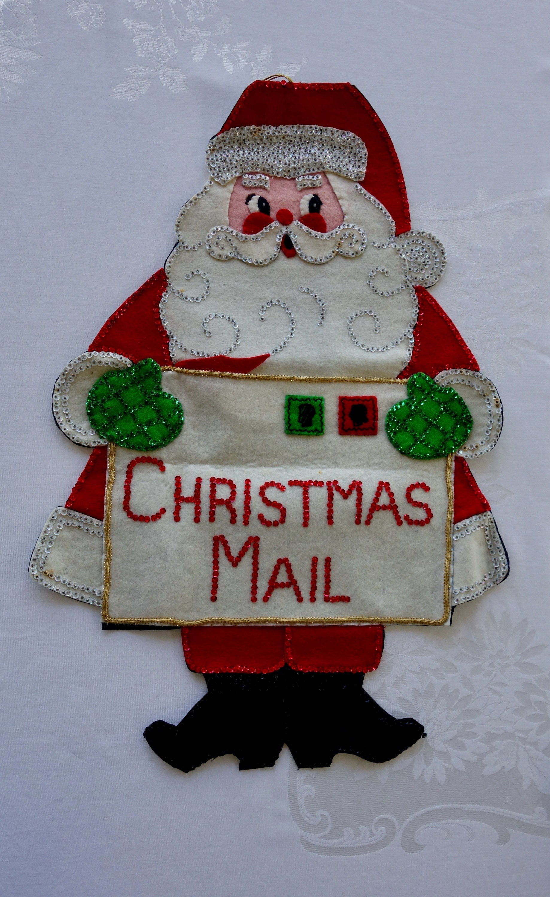 Bucilla Santa's Greeting Card Holder Christmas Felt Wall Hanging