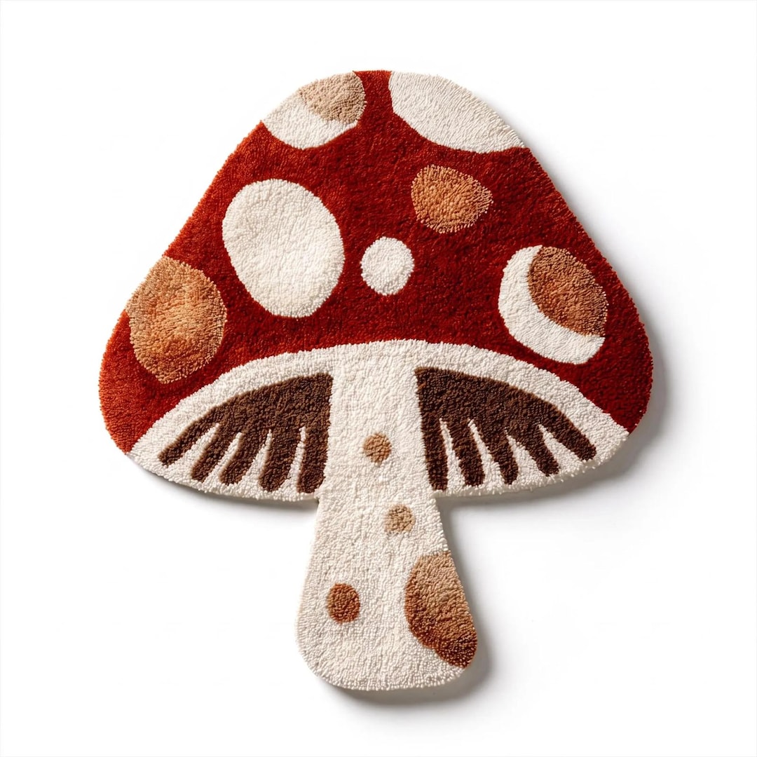 Toadstool Rug Hand Tufted Wool Mushroom Rug, Cute Cottagecore Mushroom Area Rug ...