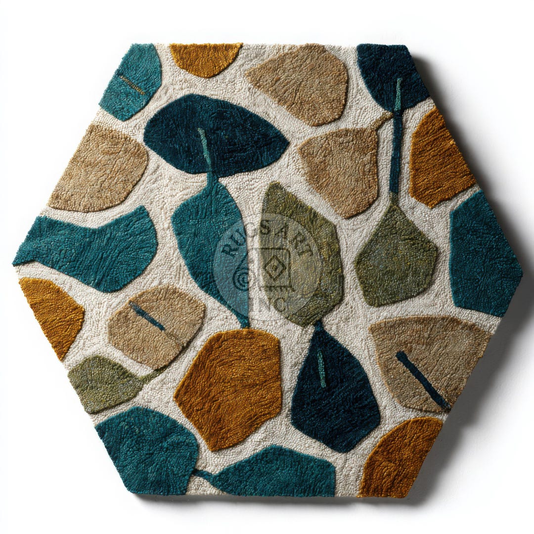 Hand-tufted Octagon Rug – 3D Sculptural Terracotta & Sage Floor Art - Etsy
