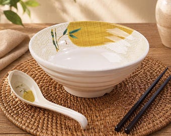 Japanese ramen bowl ceramic with chopsticks and spoon, large noodle bowl 1100ml Asian tableware unique gift