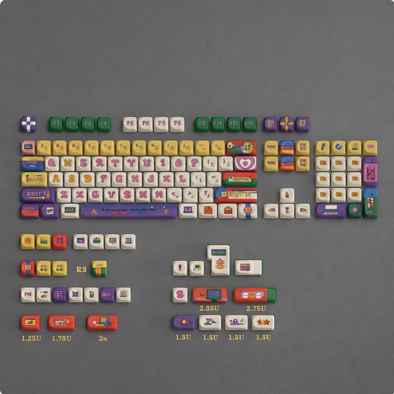 Vintage Mechanical Keyboard Keycaps, Retro Arcade Style Keycap Set ...