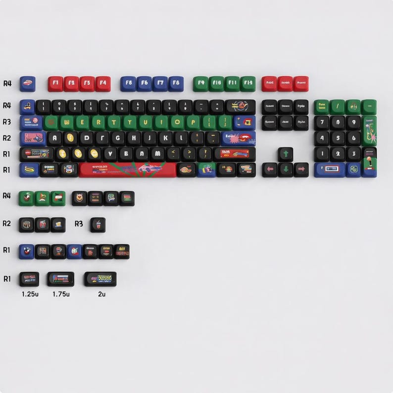 Vintage Mechanical Keyboard Keycaps, Retro Arcade Style Keycap Set ...