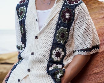 Men's Crochet Button Shirt Pattern - RIVERIA SHIRT