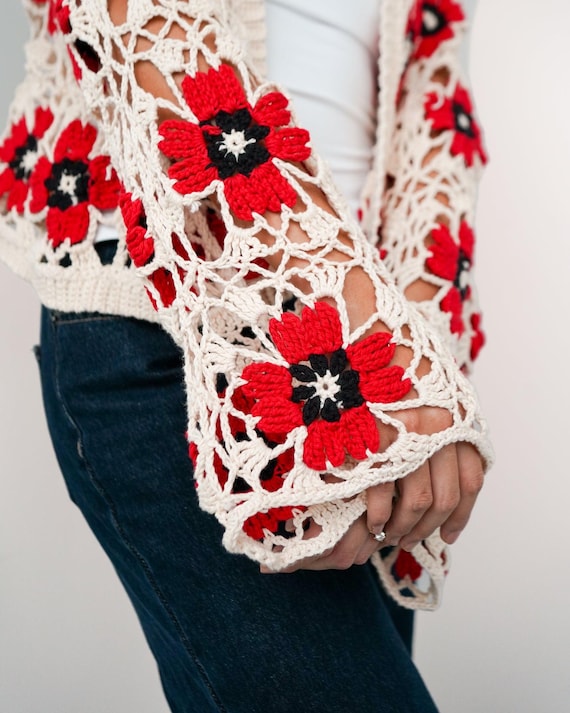 Floral Cardigan Crochet Pattern - POPPY CARDIGAN - by the Club