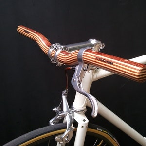 wooden riser bicycle handlebar - laminated bubinga and maple wood