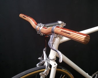 wooden riser bicycle handlebar - laminated bubinga and maple wood